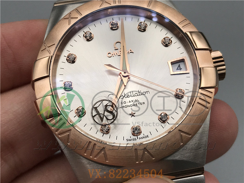 VS廠歐米茄星座38mm間玫白面鉆釘產(chǎn)品展示