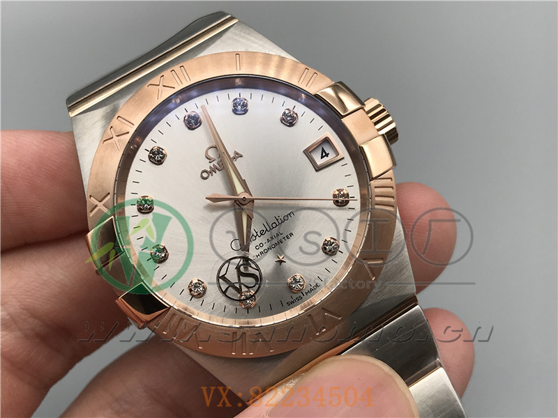 VS廠歐米茄星座38mm間玫白面鉆釘產(chǎn)品展示