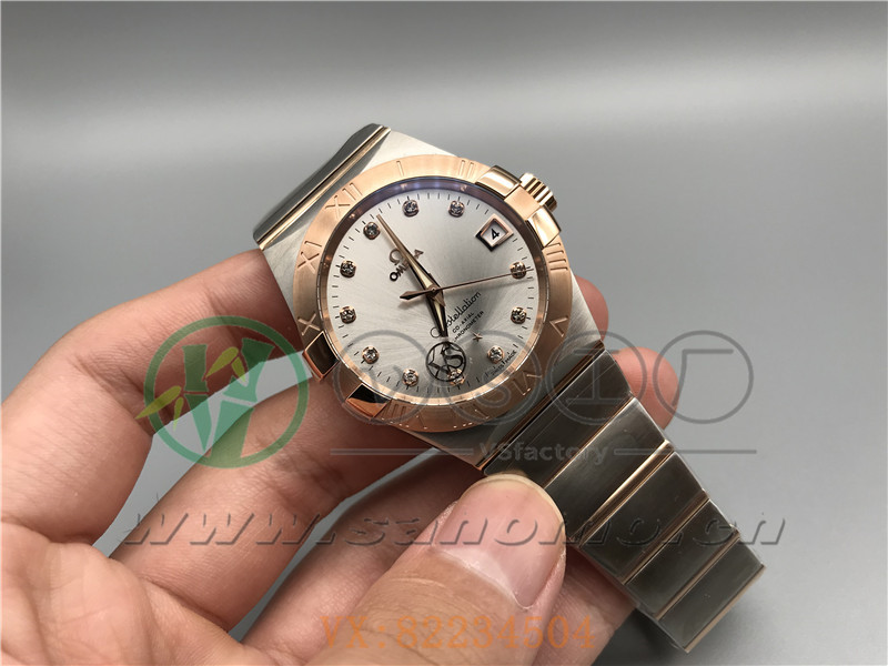 VS廠歐米茄星座38mm間玫白面鉆釘產(chǎn)品展示