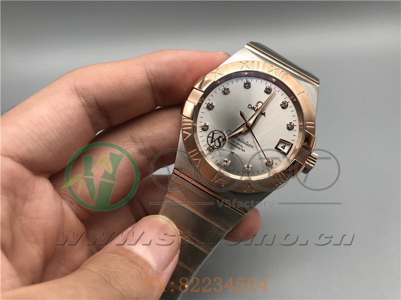 VS廠歐米茄星座38mm間玫白面鉆釘產(chǎn)品展示