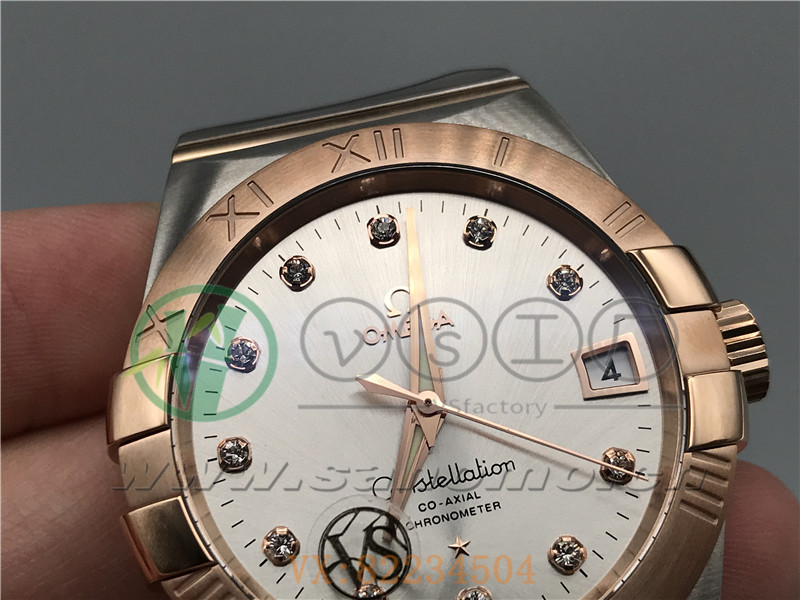 VS廠歐米茄星座38mm間玫白面鉆釘產(chǎn)品展示