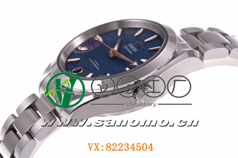 VS廠歐米茄海馬150女士腕表海浪藍(lán)盤金針產(chǎn)品展示