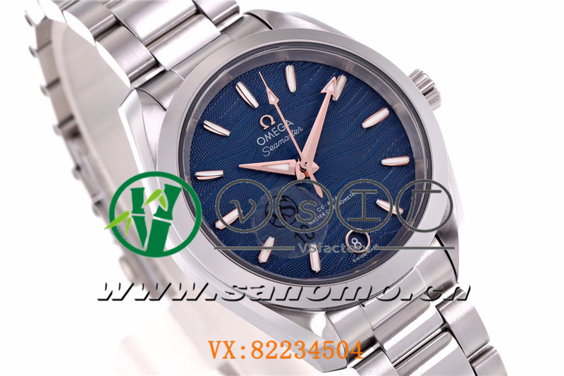 VS廠歐米茄海馬150女士腕表海浪藍(lán)盤金針產(chǎn)品展示
