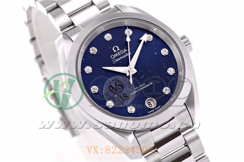 VS廠歐米茄海馬150女士腕表珍珠藍貝盤產(chǎn)品展示