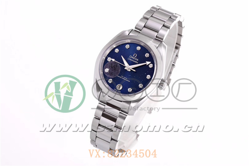 VS廠歐米茄海馬150女士腕表珍珠藍貝盤產(chǎn)品展示
